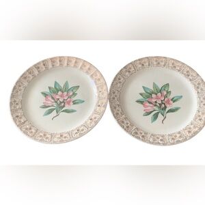 Vintage National Brotherhood Operative Potters Lot of 2 Prim Rose China Plate